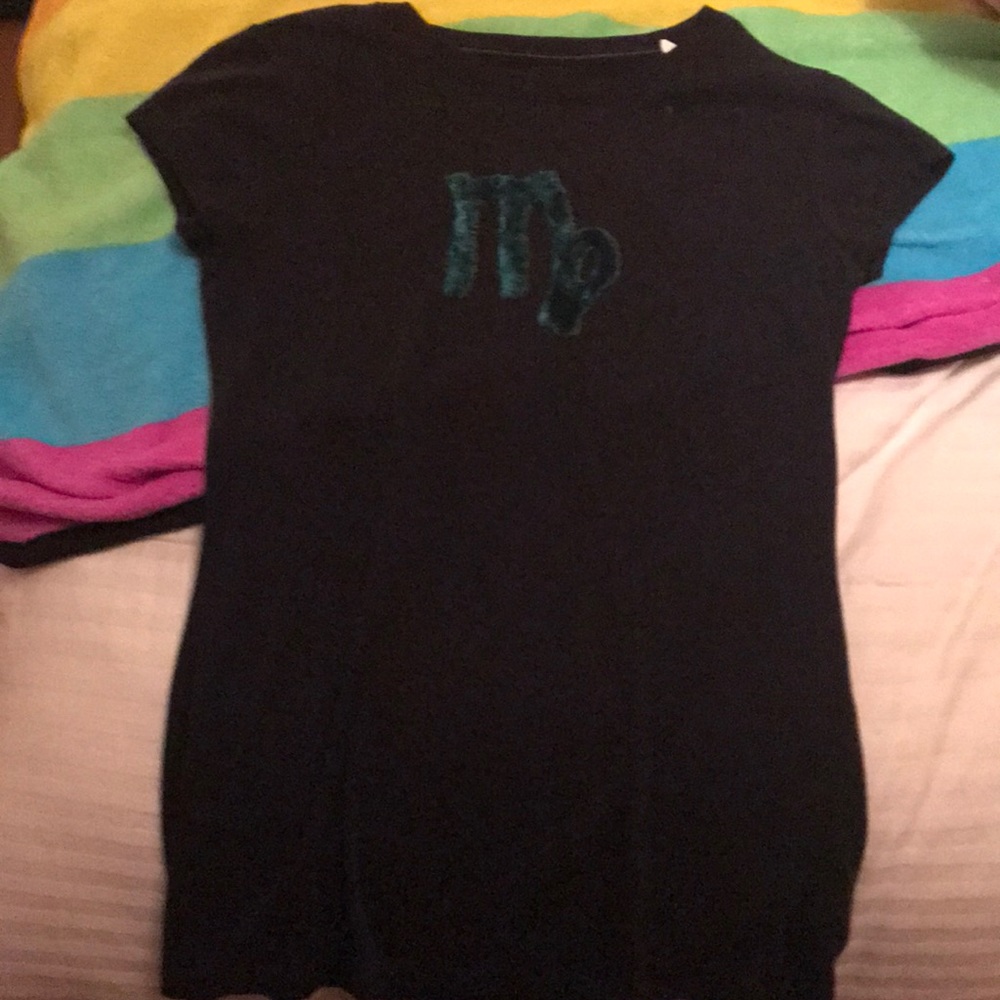 Black T-Shirt with Green Velvet ‘Virgo’ Sign